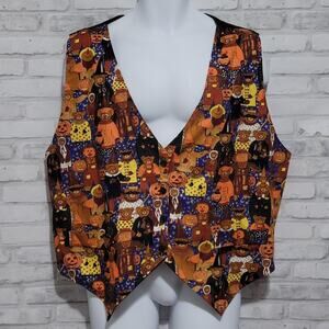 Saddle River Halloween Fall Vest Bears Trick Or Treat Pumpkin Costume Mens 2XL